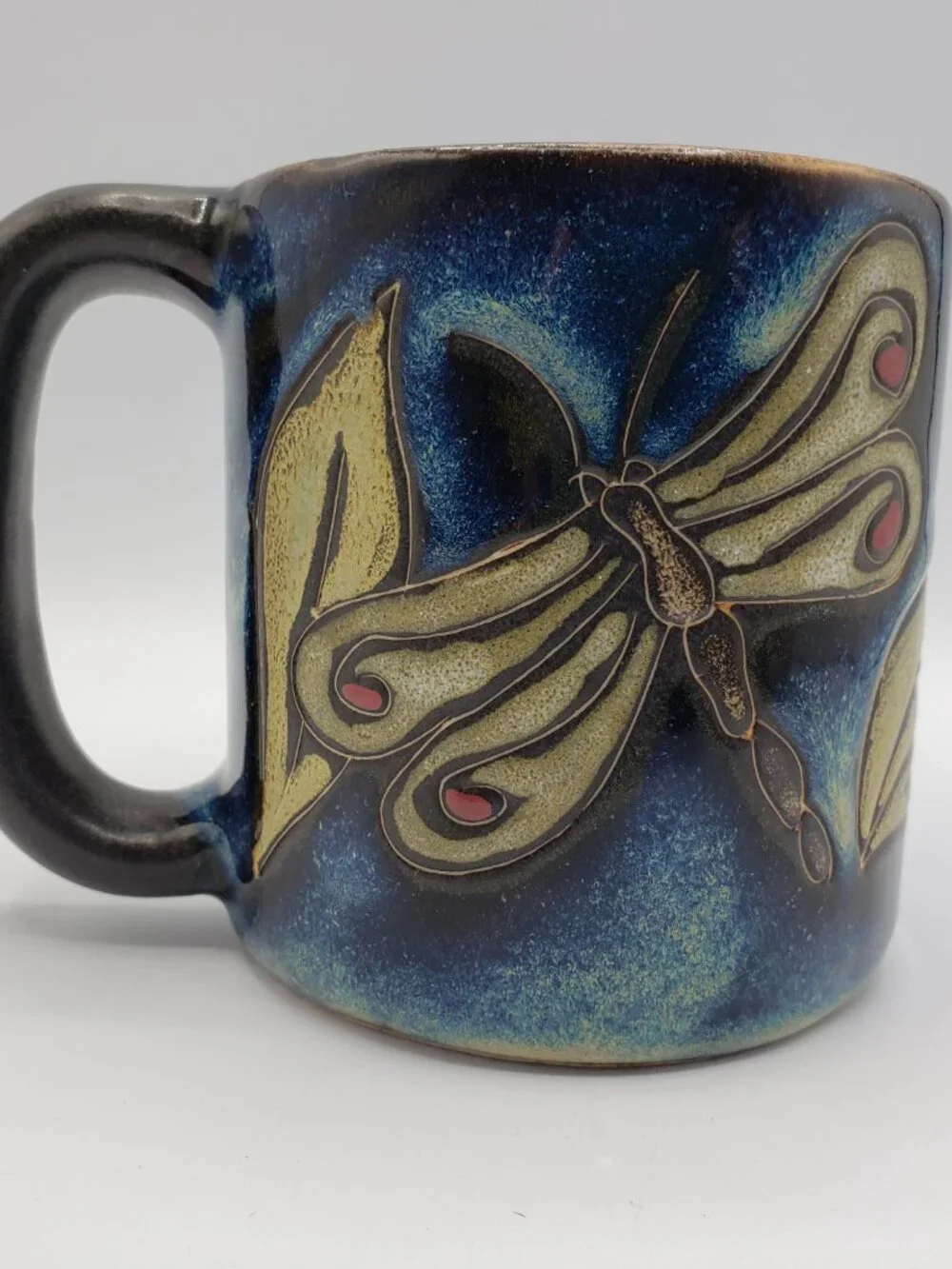 Mara Stoneware Mexico Heavy 16oz Mug Dragonfly Large Handle Coffee Tea Cup